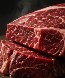 Raw marbled grass-fed beef